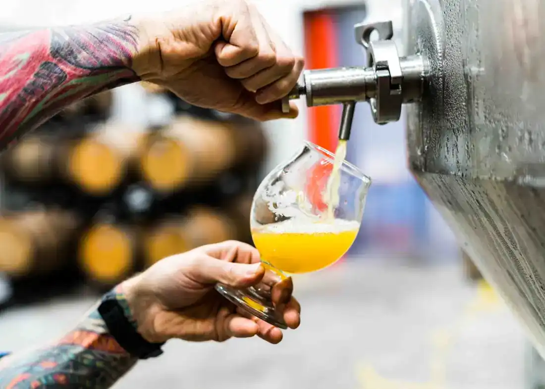Pouring a fresh craft beer from the tap